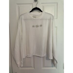 American Eagle‎ Daisy Cropped Sweatshirt - L White